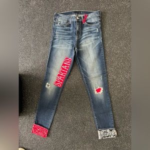 Custom university of Tampa flying monkey jeans